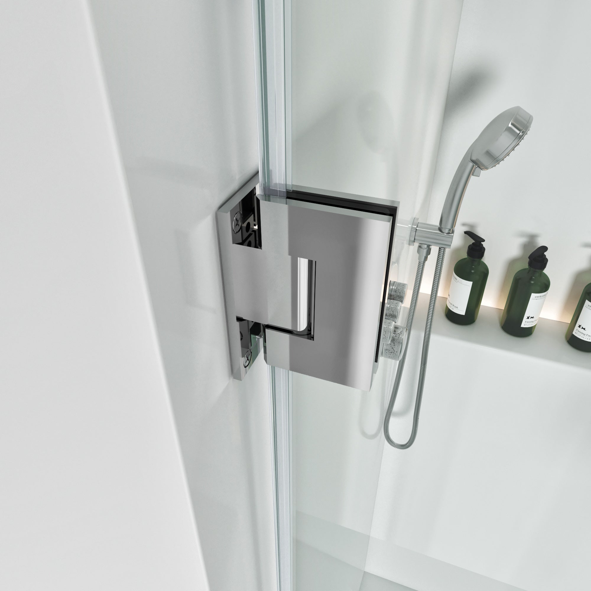 Frameless L-Shaped Swing Shower Door – 72" – Model BC01