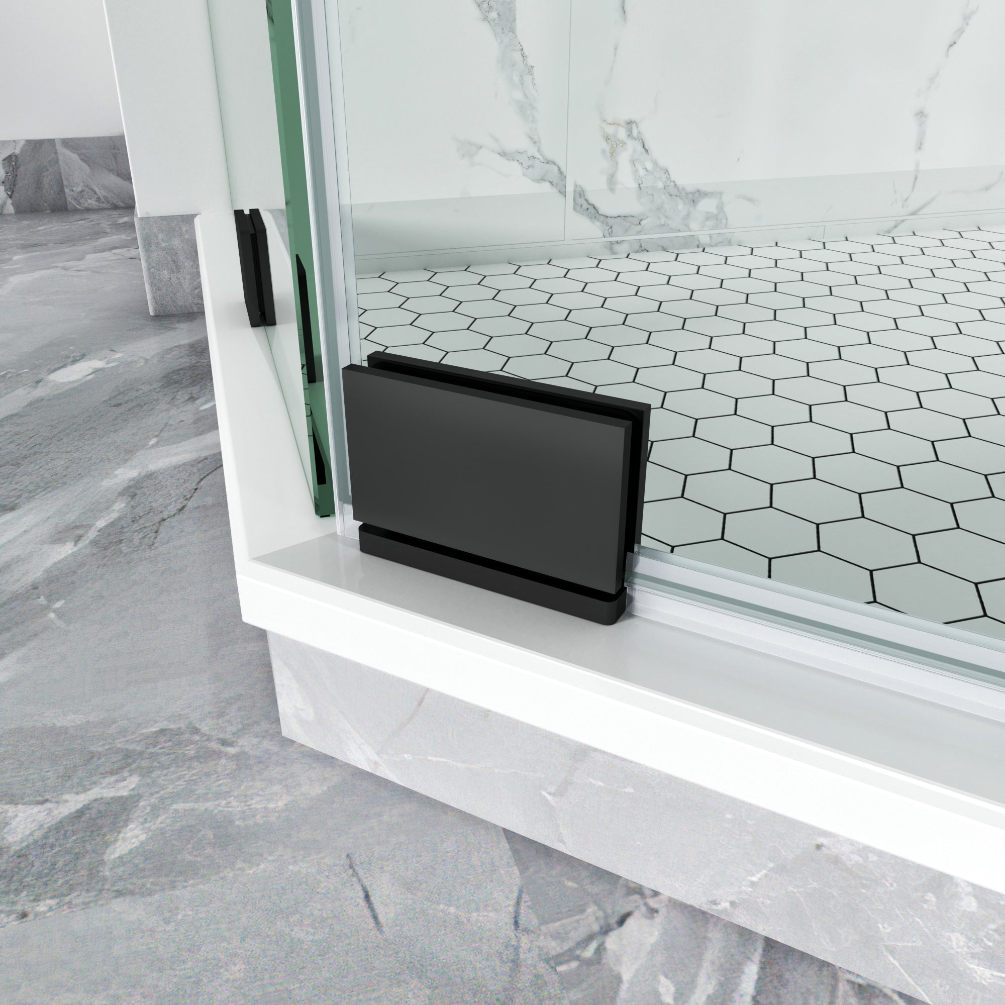 Semi-Frameless Diamond-Shaped Swing Shower Door – 72" – Model BZ08