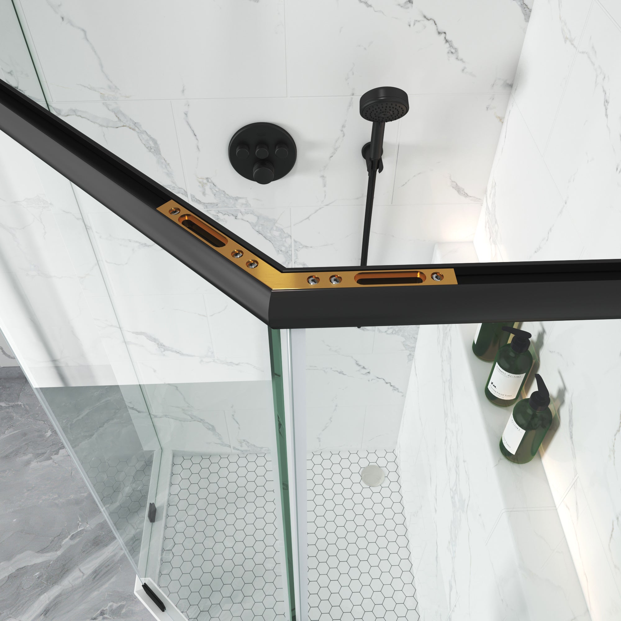 Semi-Frameless Diamond-Shaped Swing Shower Door – 72" – Model BZ08