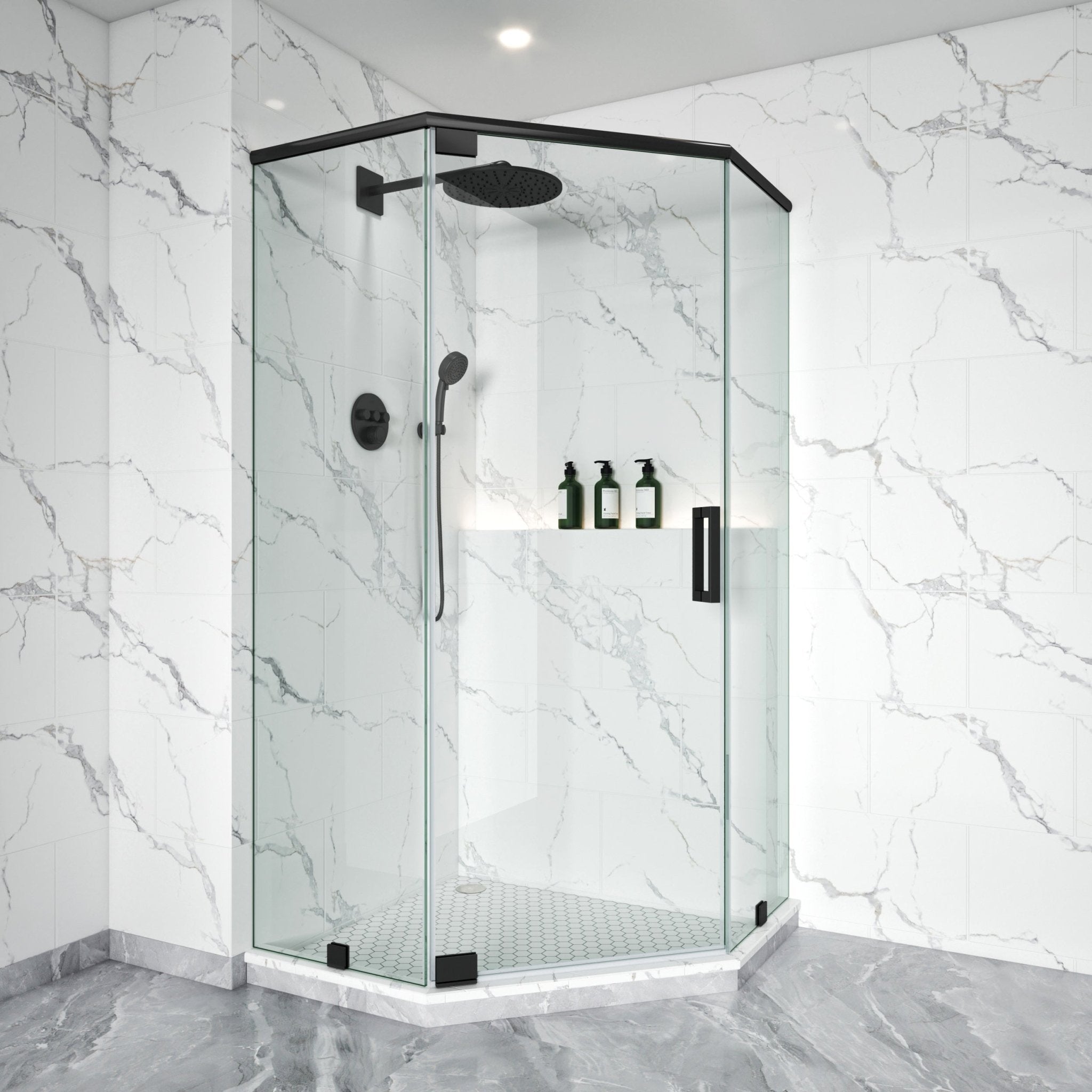 Semi-Frameless Diamond-Shaped Swing Shower Door – 72" – Model BZ08