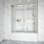 Frameless Double Sliding Bathtub Shower Door – Model BD01