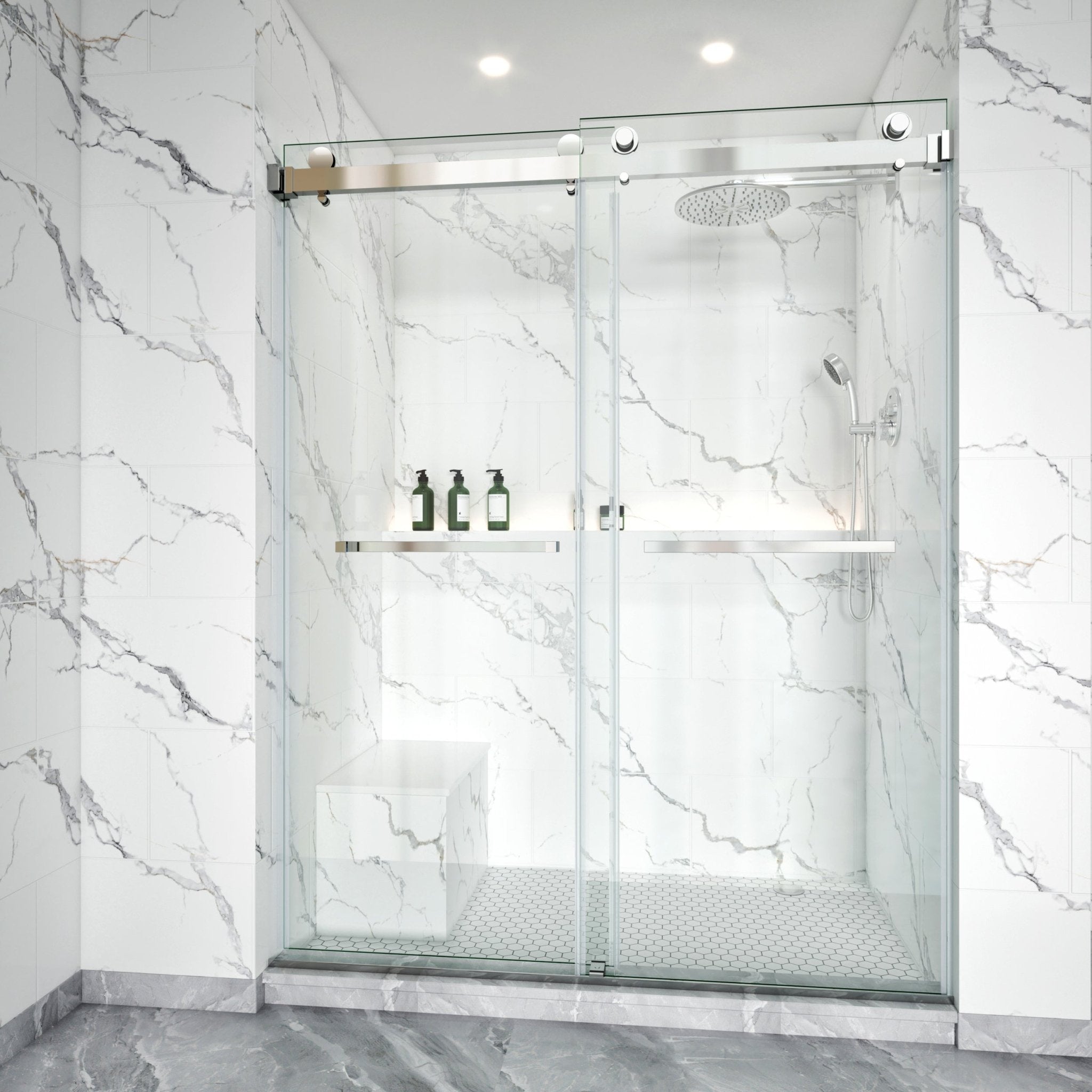 Frameless Double Sliding Shower Door – Model BD01