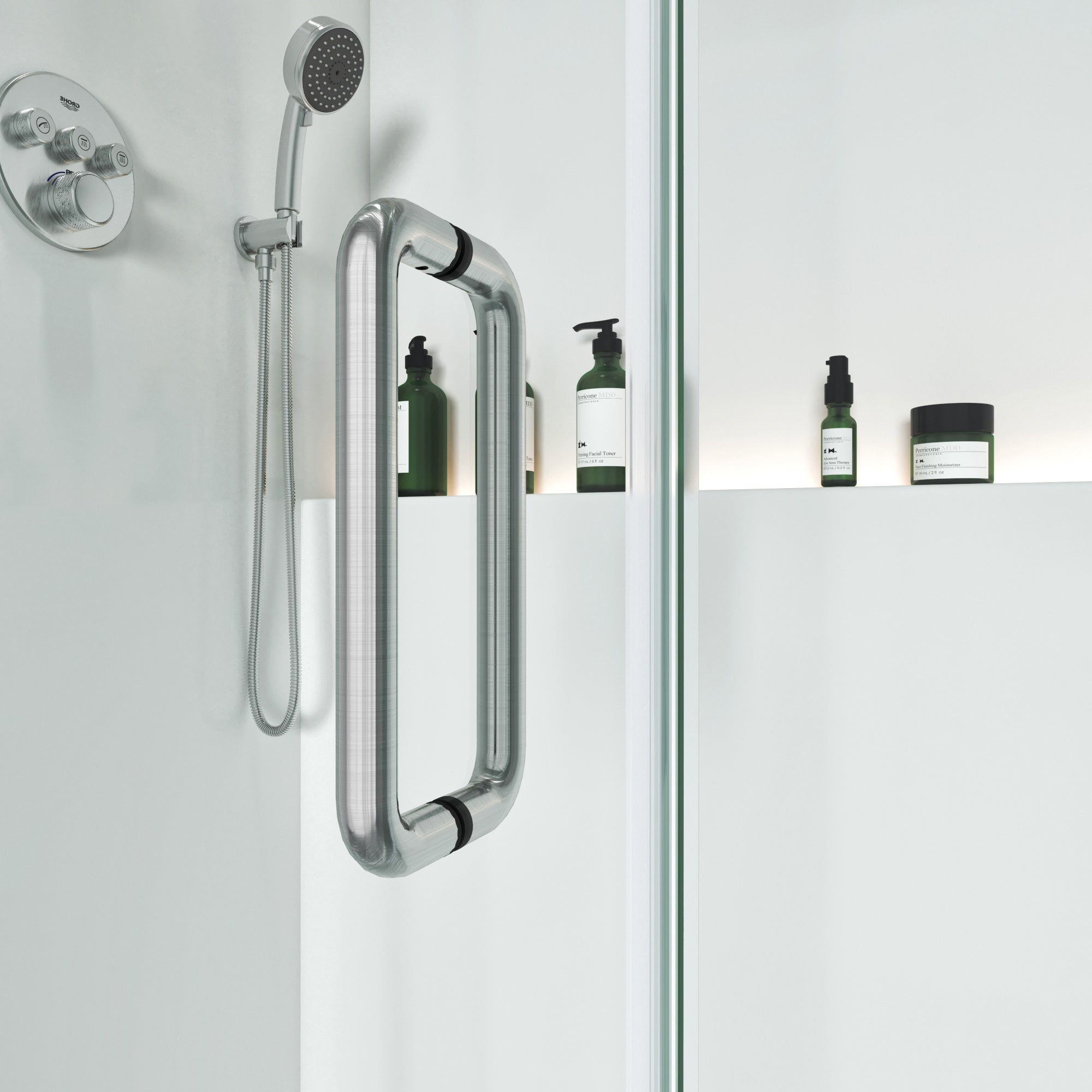 Frameless L-Shaped Swing Shower Door – 72" – Model BC01