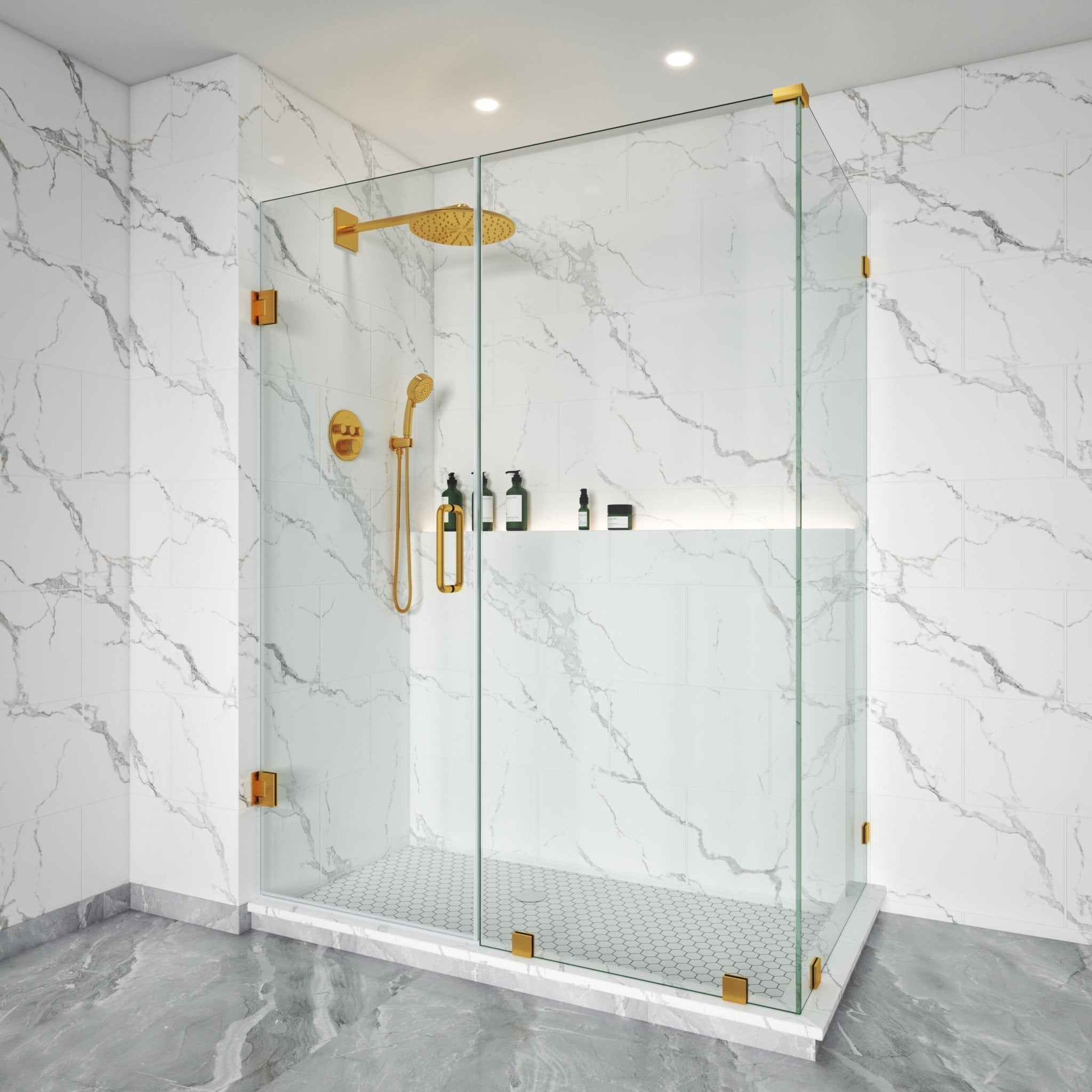 Frameless L-Shaped Swing Shower Door – 72" – Model BC01