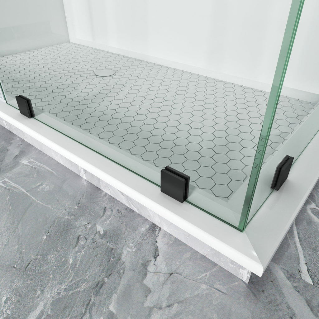 Frameless L-Shaped Swing Shower Door – 76" – Model BC02