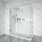 Frameless L-Shaped Swing Shower Door – 76" – Model BC02