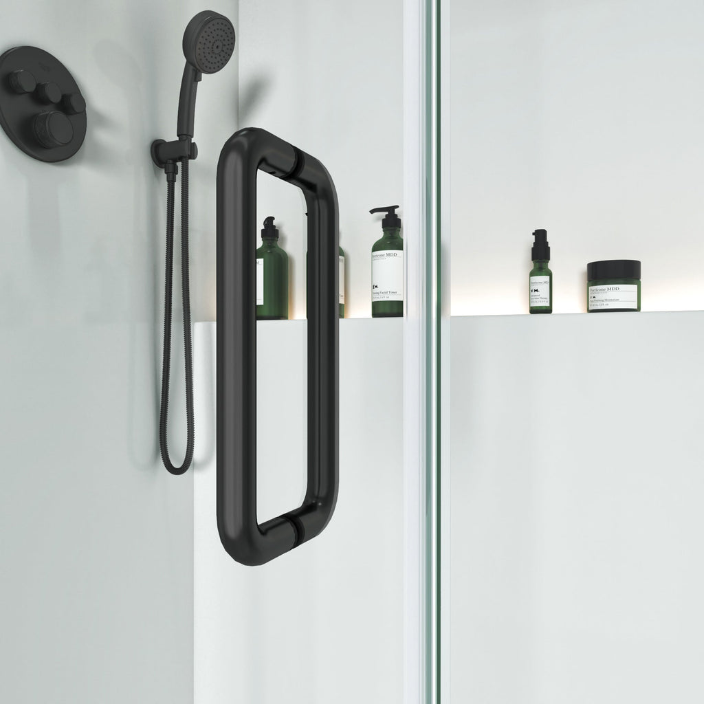Frameless L-Shaped Swing Shower Door – 76" – Model BC02