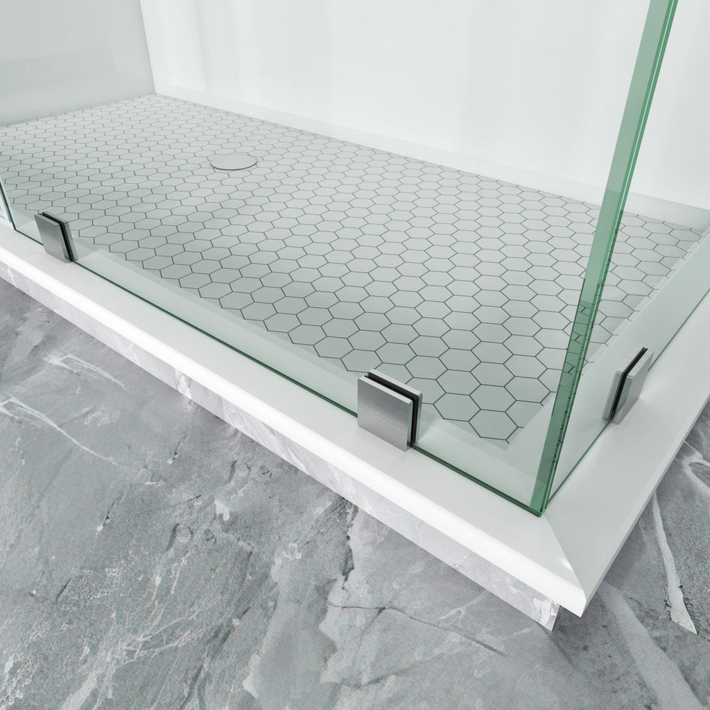 Frameless L-Shaped Swing Shower Door – 76" – Model BC02