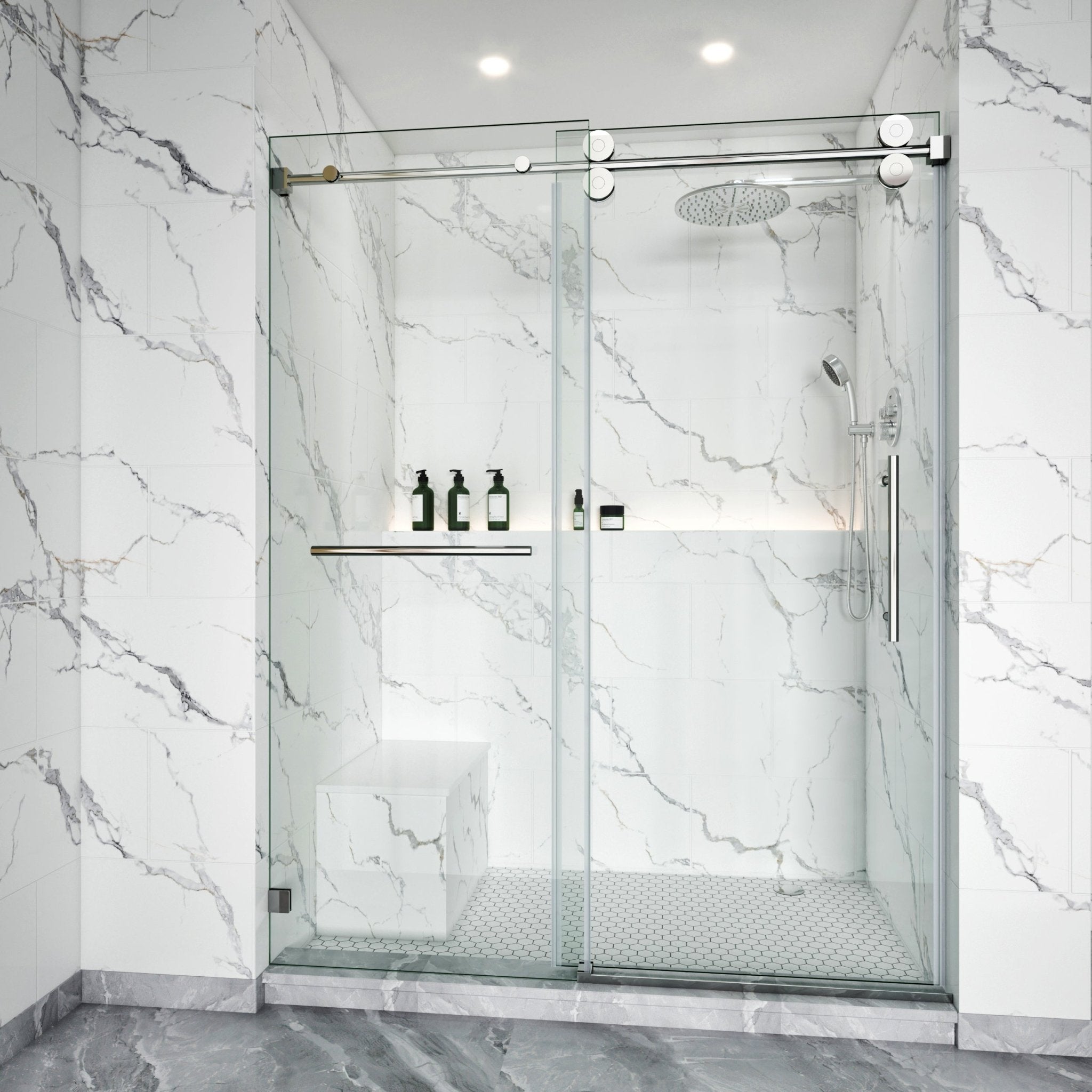 Frameless Single Sliding Shower Door – Model BS04