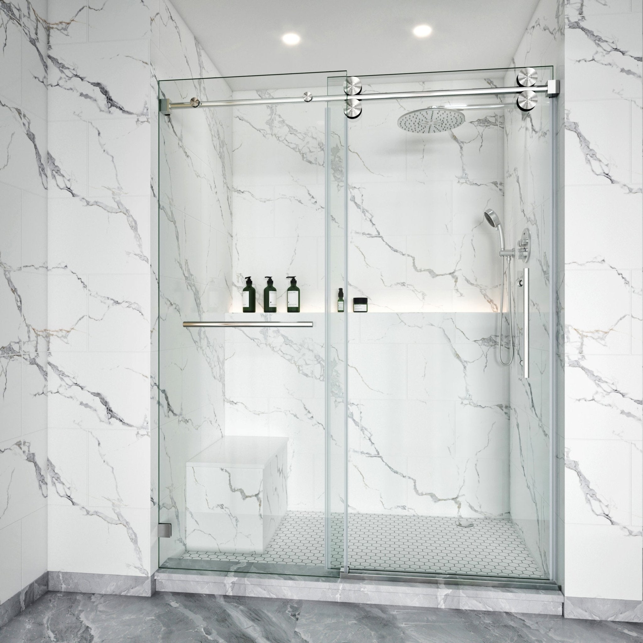Frameless Single Sliding Shower Door – Model BS04