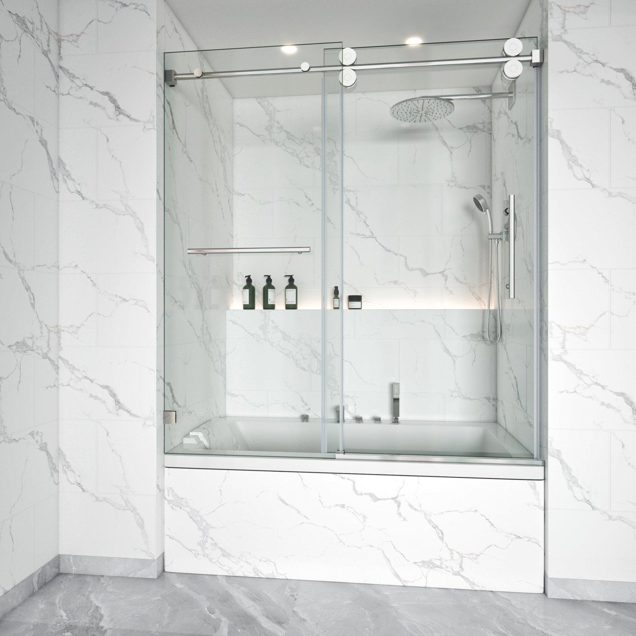 Frameless Single Sliding Bathtub Shower Door – Model BS04